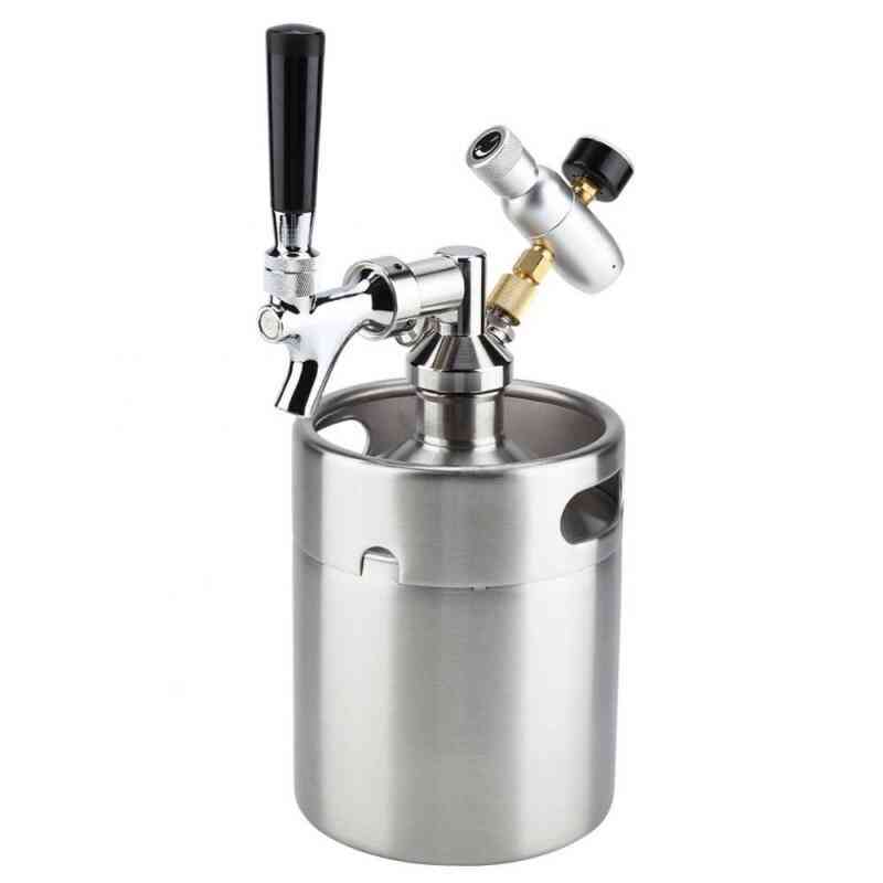 Stainless Steel Keg With Faucet Pressurized Home Brewing Craft, Beer Dispenser System
