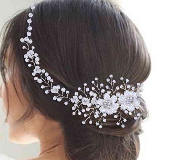 Wedding Bride Crystal Pearls Tiara Hair Jewelry Accessories