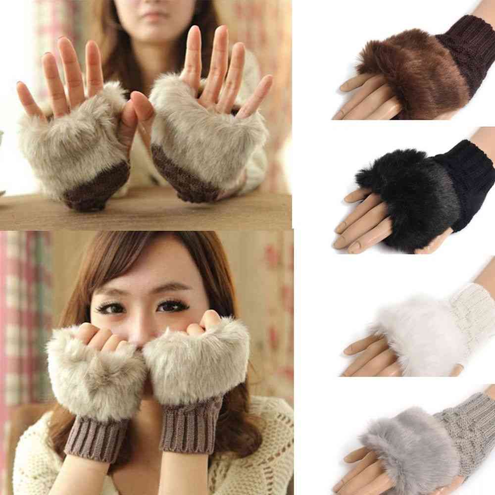 Stylish Hand Warm Winter Fingerless Mitten Women Gloves