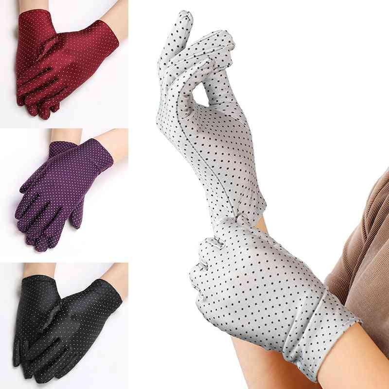 Women Dots Summer Anti-uv Elastic Thin Short Gloves