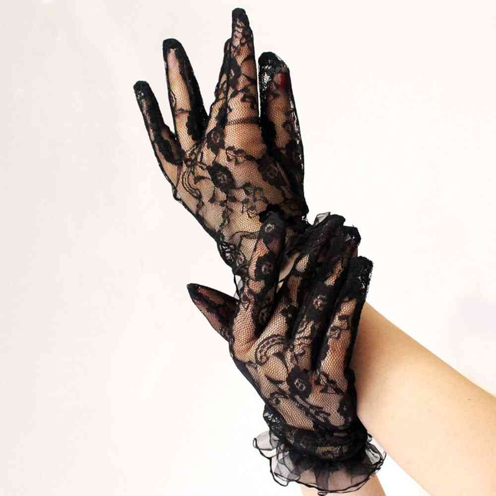 Wrist Length Women Lace Bride Gloves Hand Mittens