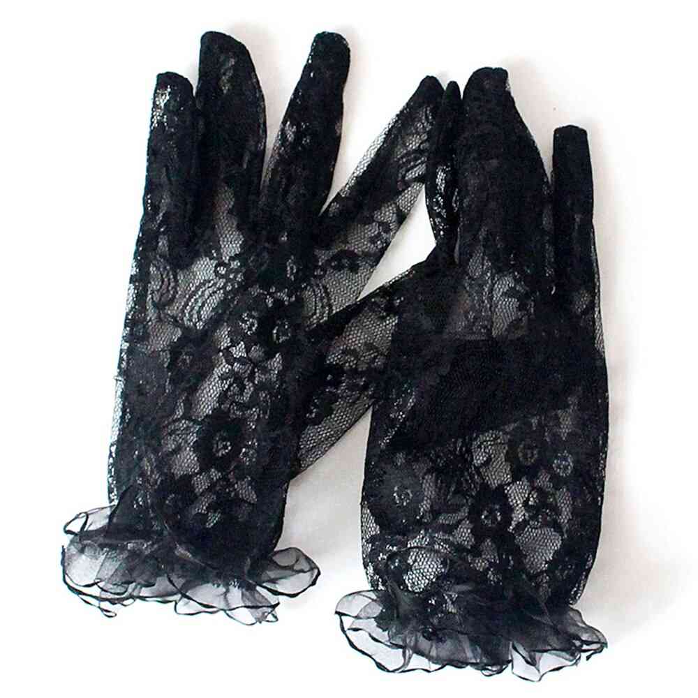 Wrist Length Women Lace Bride Gloves Hand Mittens