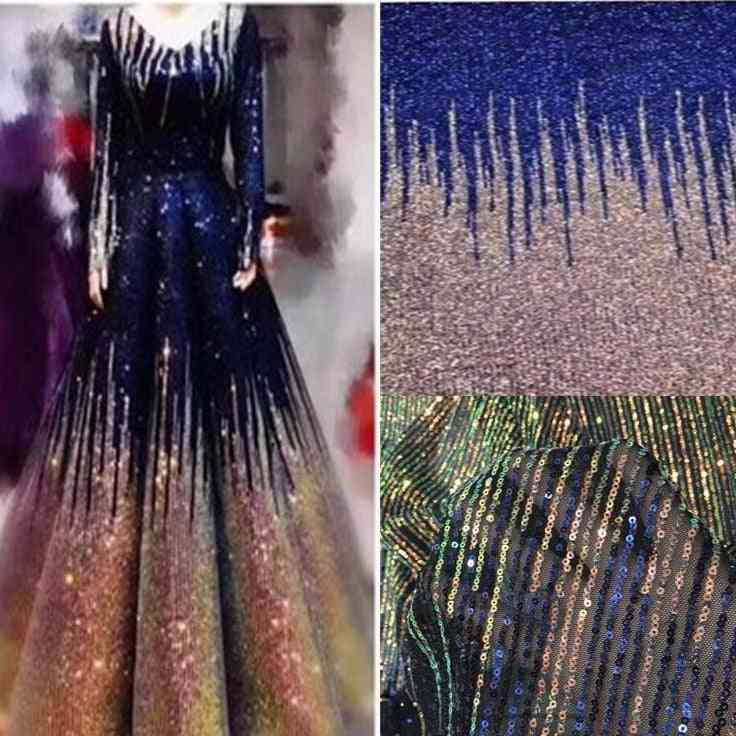 Glitter Scale Sequin Fabric Evening Dress