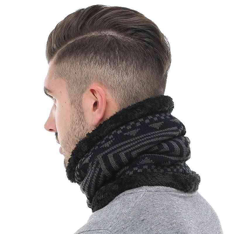 Men Wrap Print Thick Collar Neck Snood Warm Soft Scarves