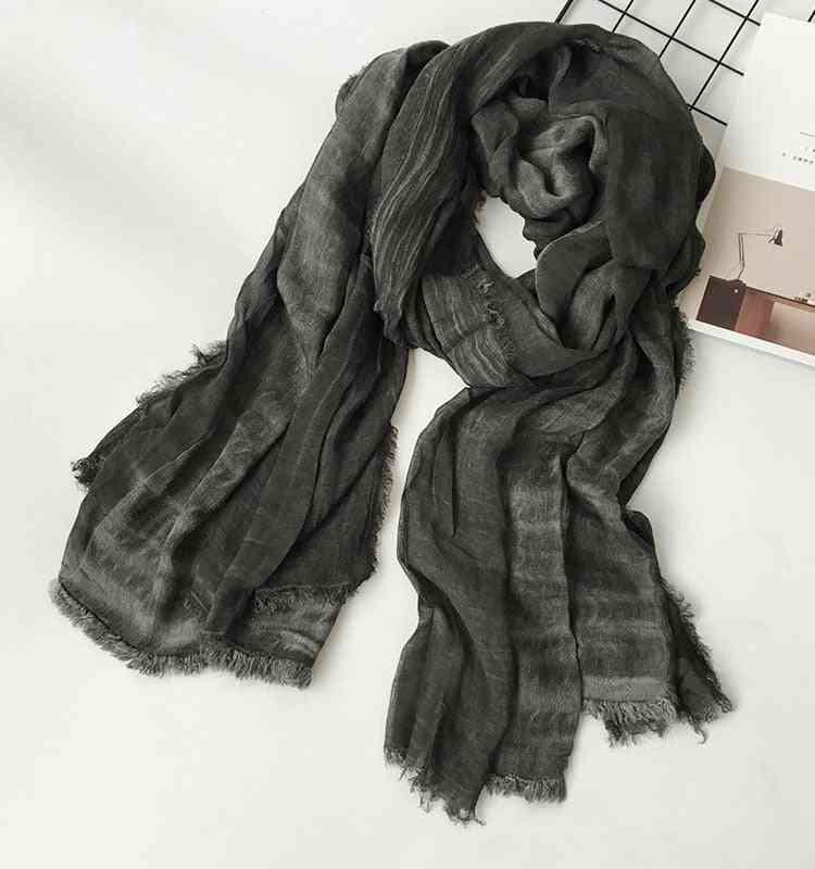Japanese Unisex Style Winter Cotton And Linen Solider Long Scarves