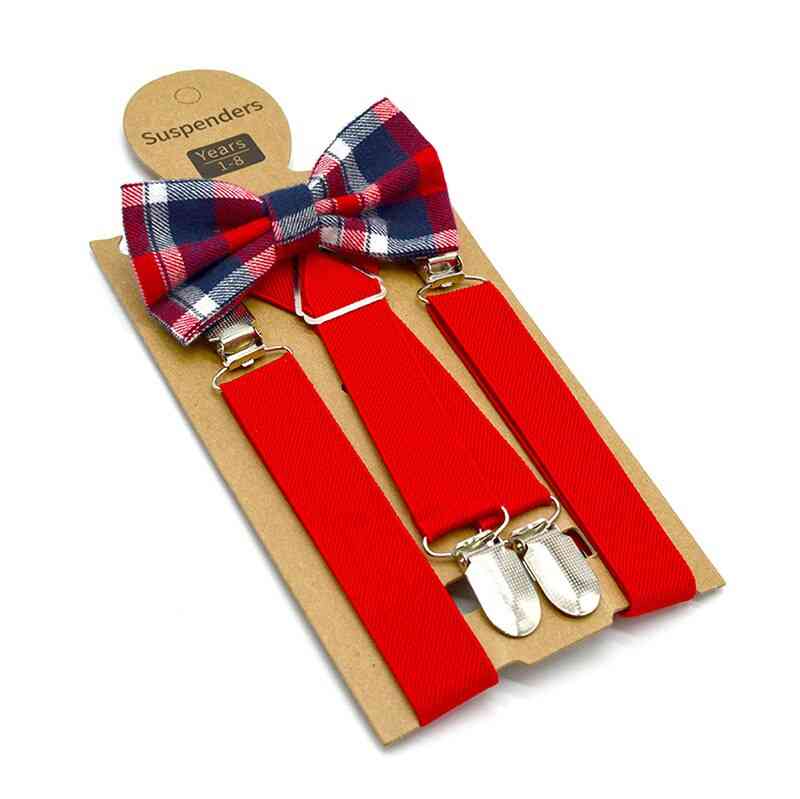 British Style  Suspenders With Bow Tie Leather Braces