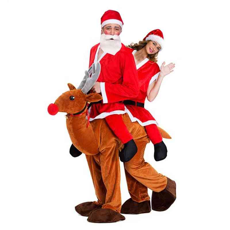 Jul- jultomten, åkande renar, maskotdräkt, djurklänning