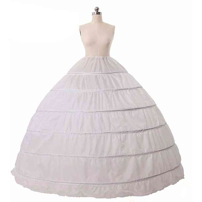 6 Hoops No Yarn Large Skirt Bride Bridal Wedding Dress Support Petticoat