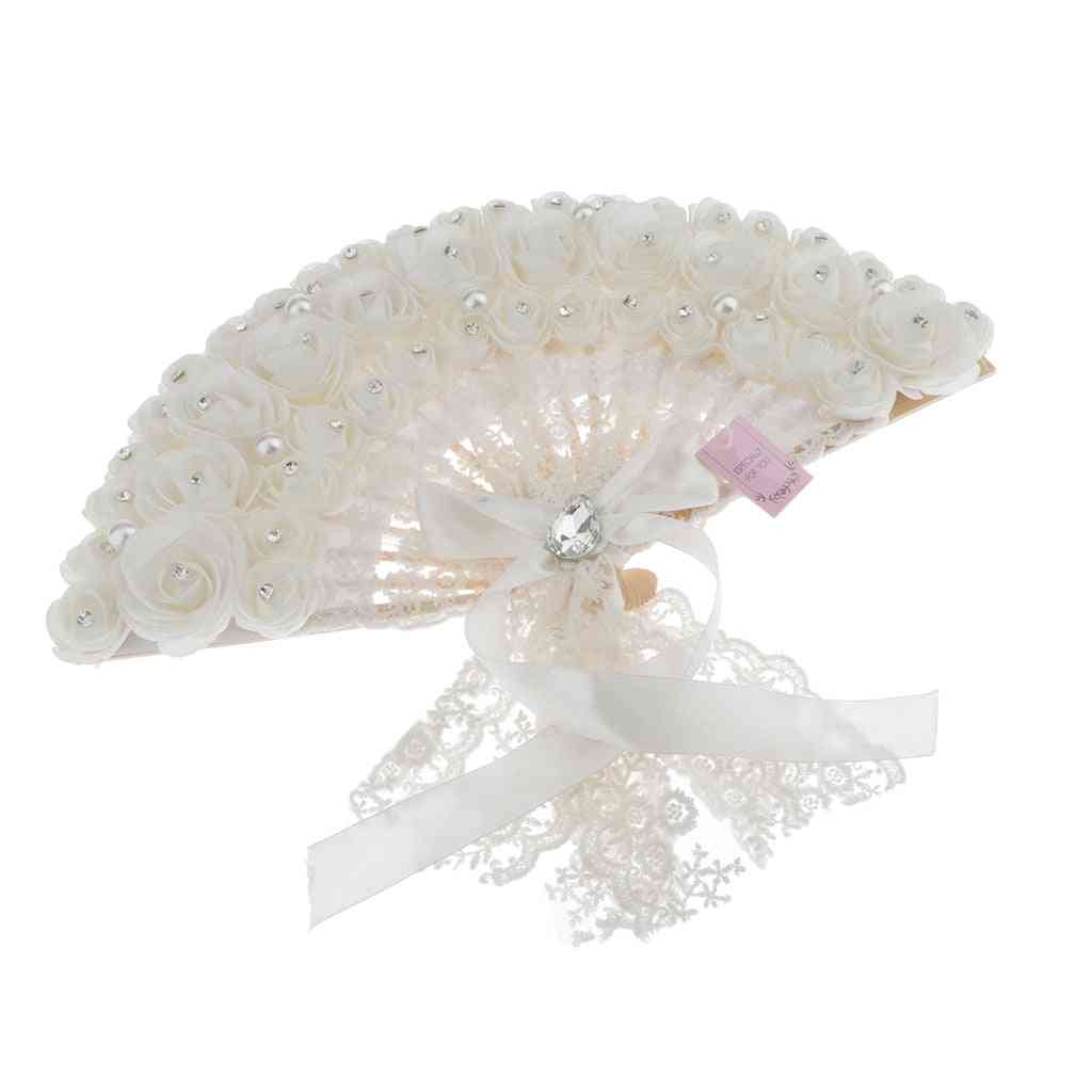 White Wedding Folding Fan For Out Door Event, Parties Decoration