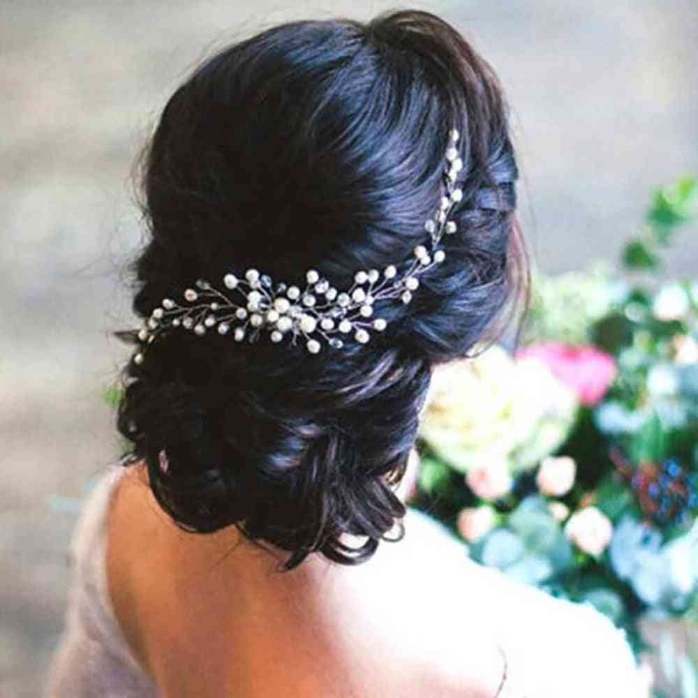 Sølv perle kam elegante kvinder bryllup hår tilbehør