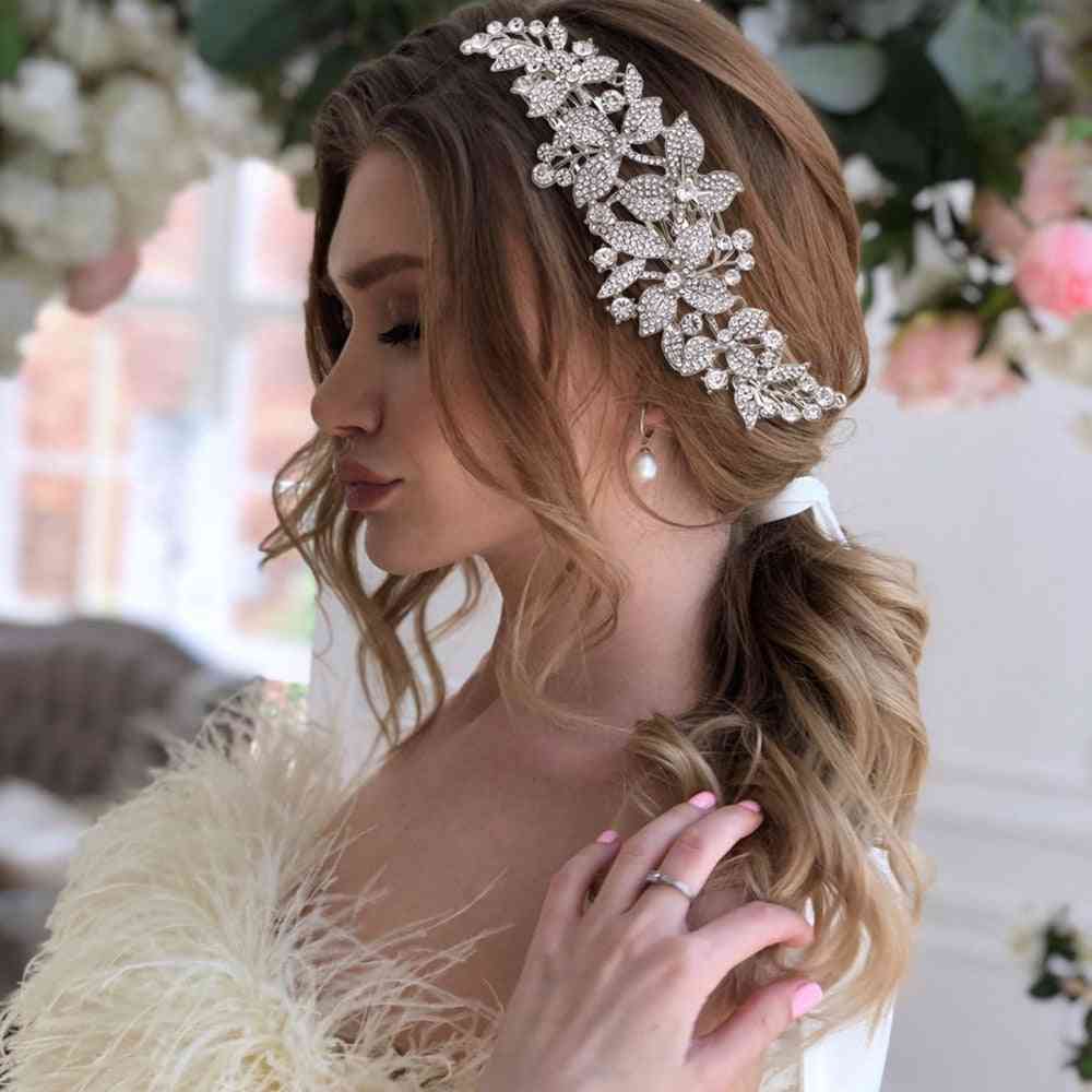 Corona di copricapi da sposa con fascia per fiori in lega