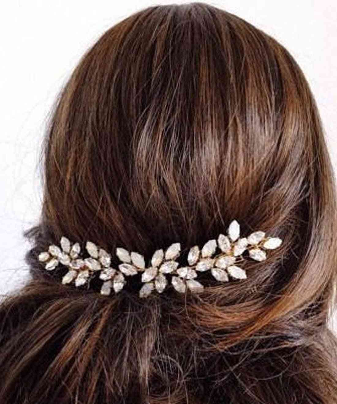 Accessori per capelli da sposa con strass da sposa in argento dorato
