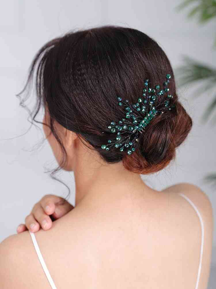 Coiffes décontractées peigne à cheveux verts accessoires de cheveux de mariage faits à la main