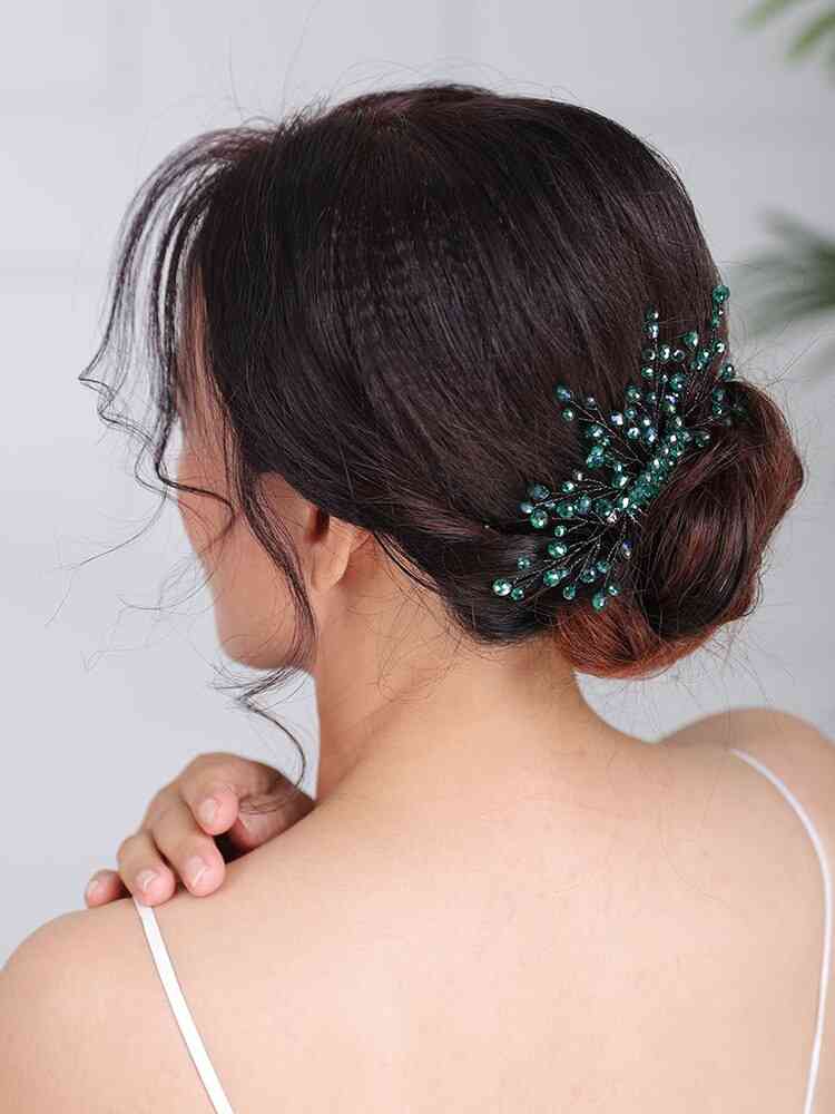 Alkalmi fejfedők zöld haj fésű kézzel készített esküvői haj kiegészítők
