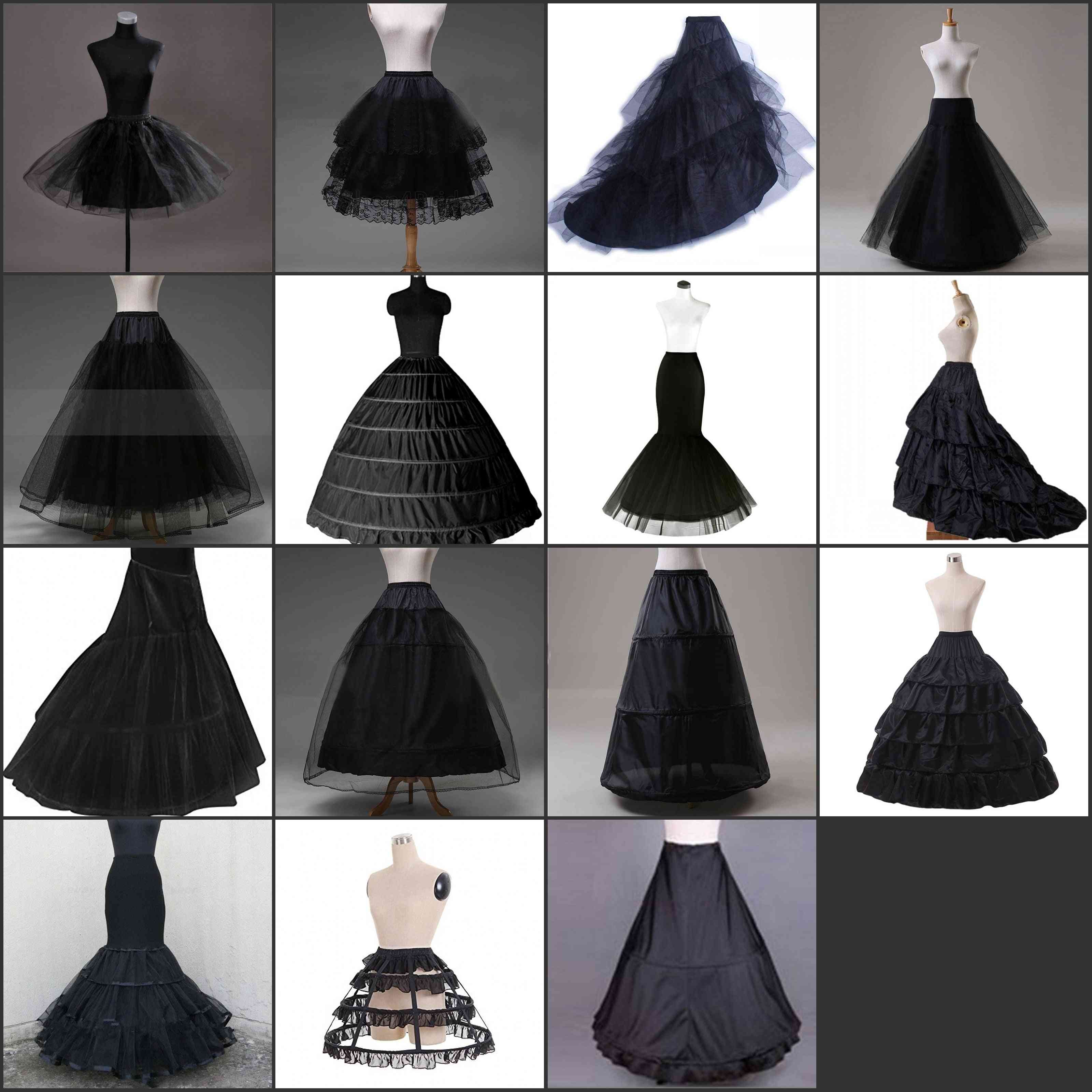 Black Hoop- Long Petticoat, Crinoline Ball Gown, Underskirt