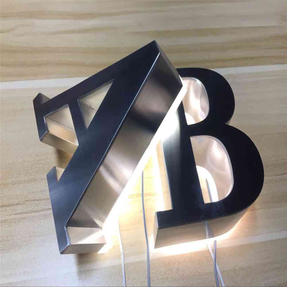 Outdoor Stainless Steel- Halo-lit Letterings, Back-illuminated, Store Signs