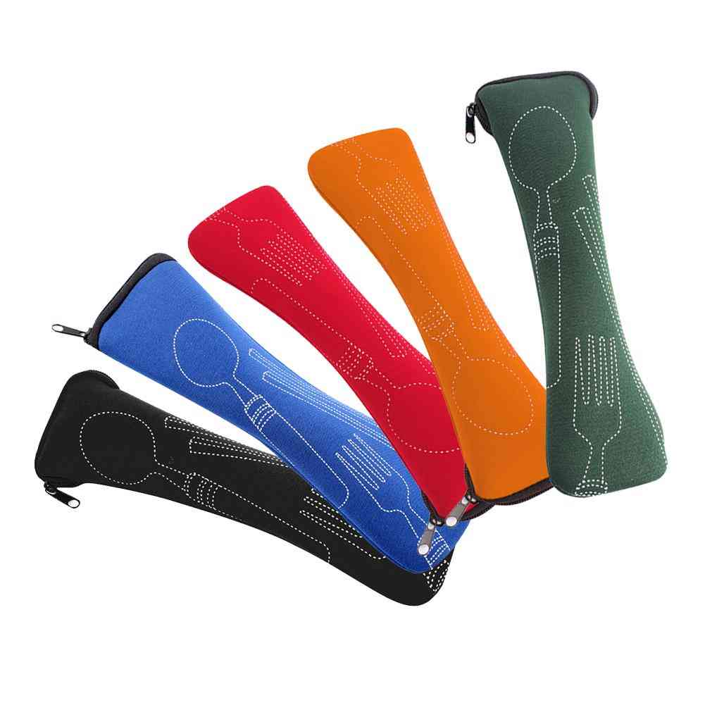 Travel Tableware Zipper Bag, Outdoor Camping Recyclable Cutlery Pouch