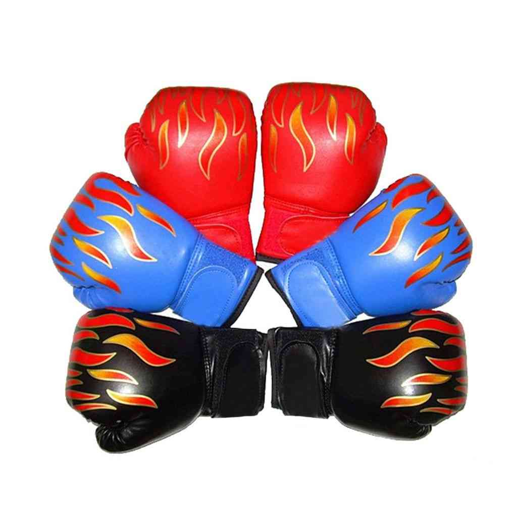 Kids,, Boxing Gloves, Flame Mesh, Breathable Pu Leather, Training Glove
