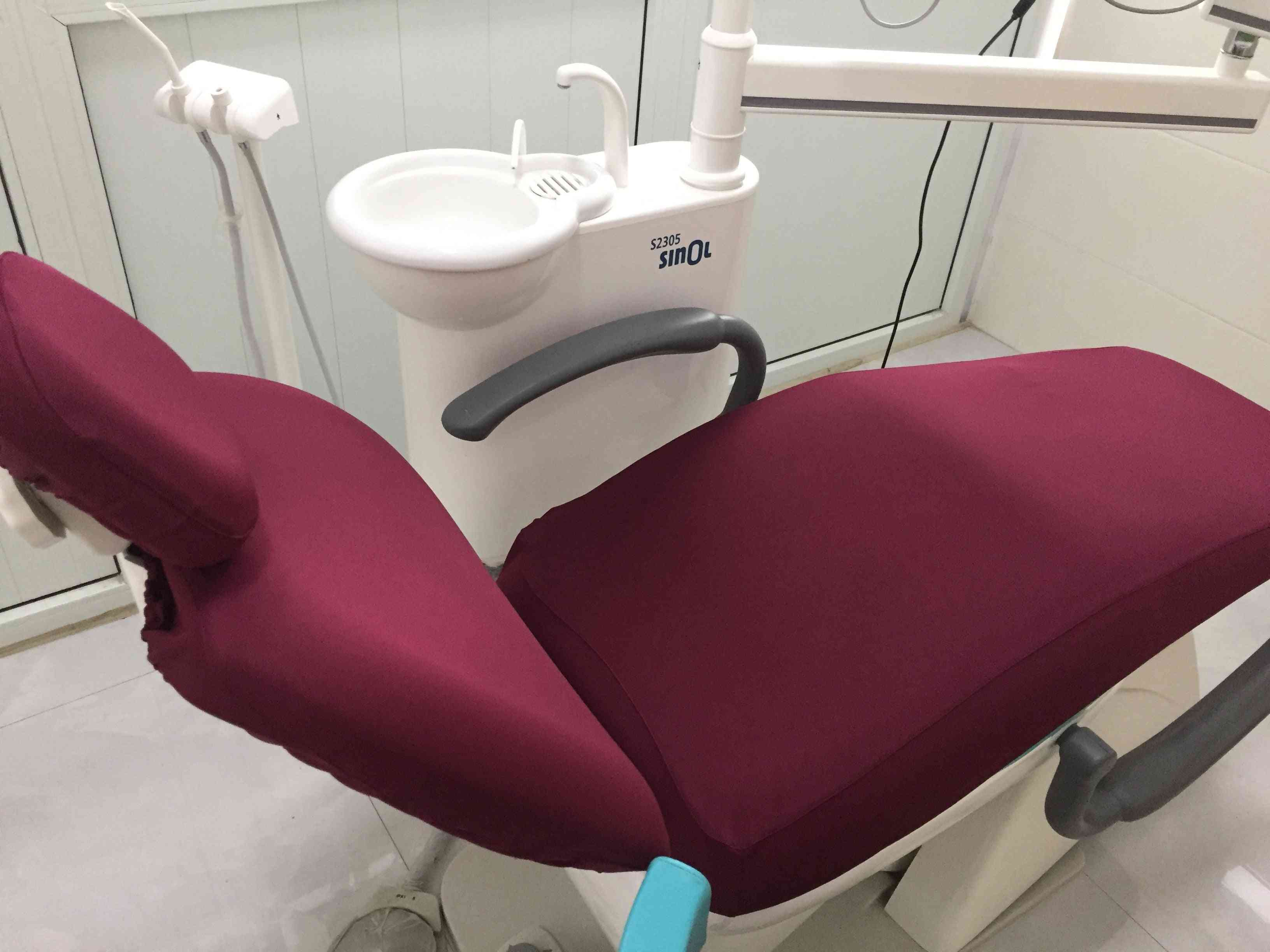 Viininpunainen hammashoitoyksikön kansi kangas hammaslääkärin tuolin jakkara
