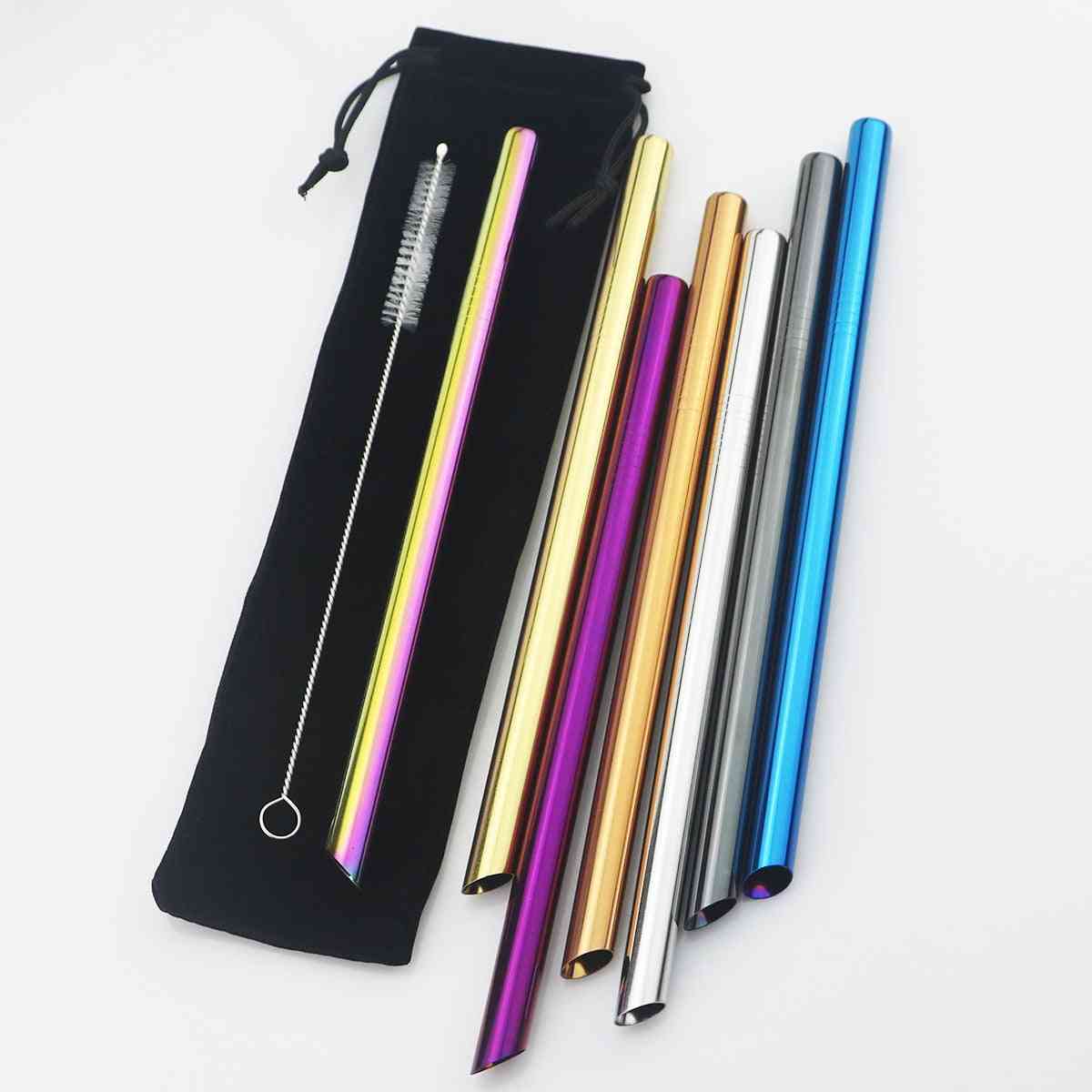 Reusable Drinking Straw Set With Cleaner Brush