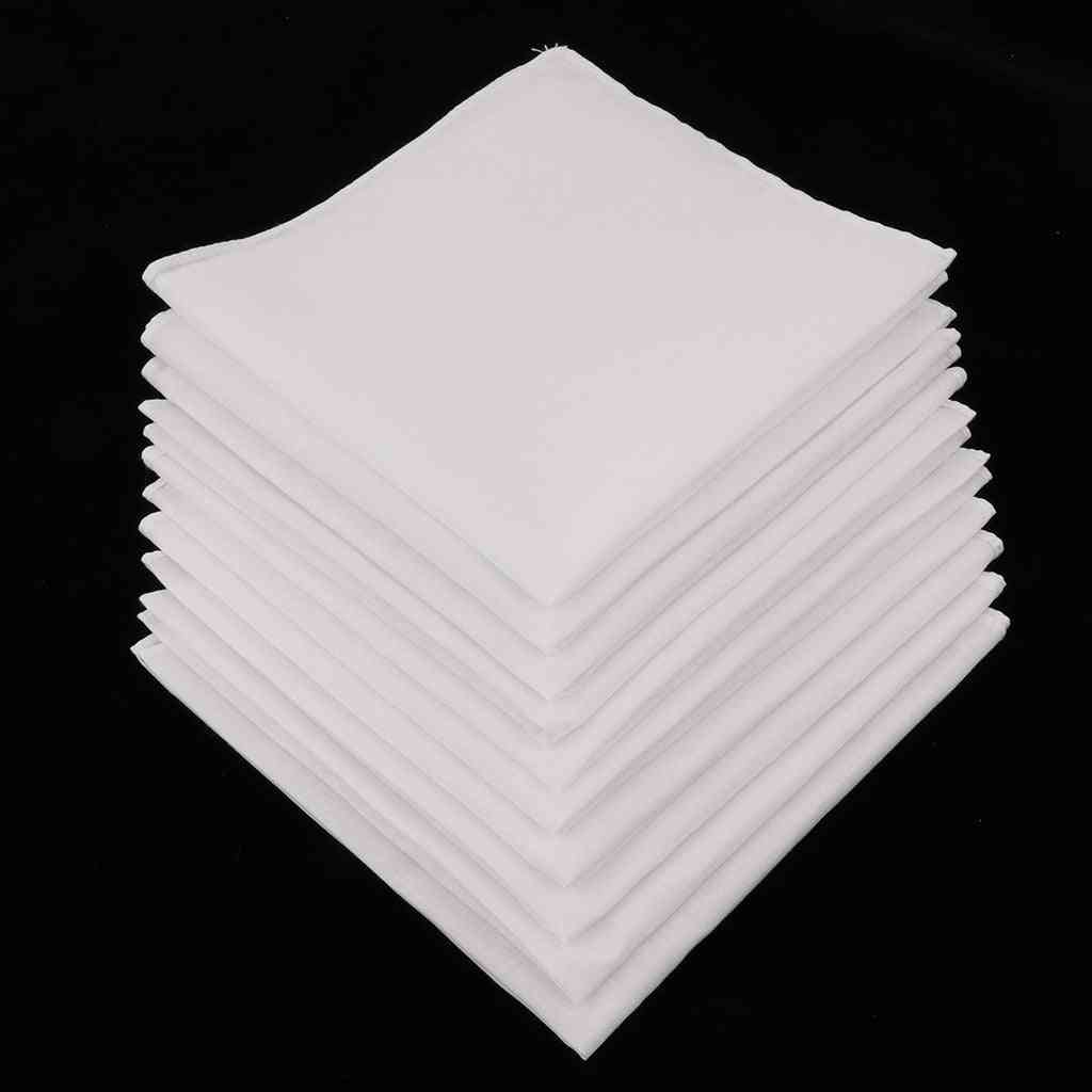 Mens White Handkerchiefs Cotton Square Super Soft Washable Hanky