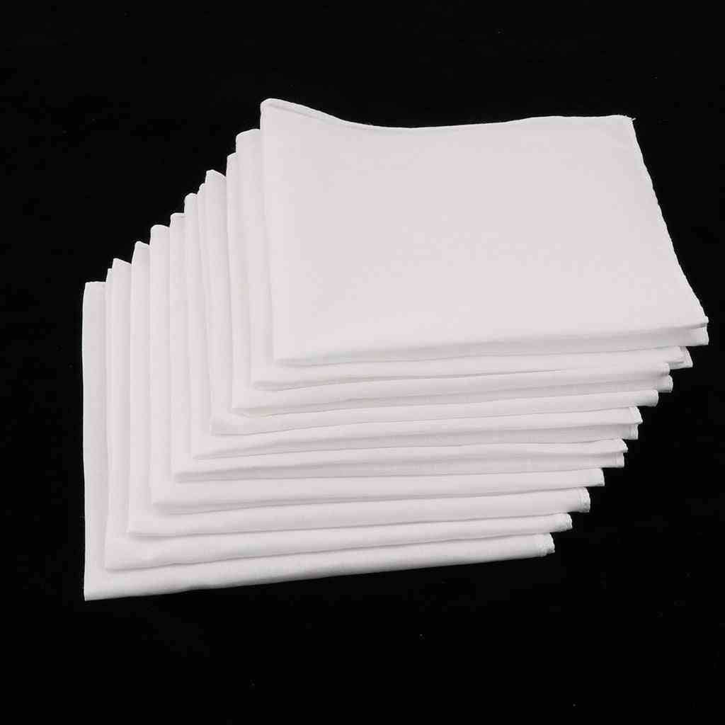 Cotton Pocket Square White Solid Handkerchief Blank Chest Towel Party Suit Hankie