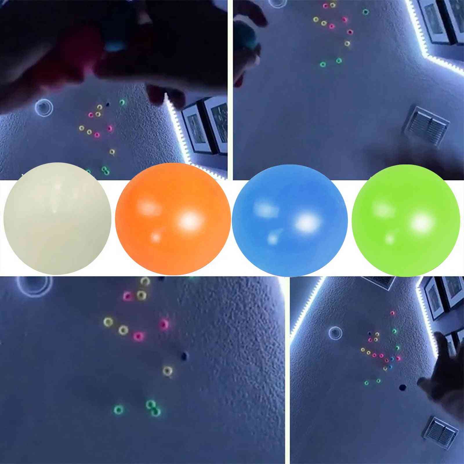 Fluorescent Sticky Wall Ball, Decompression Squash Balls, Kids