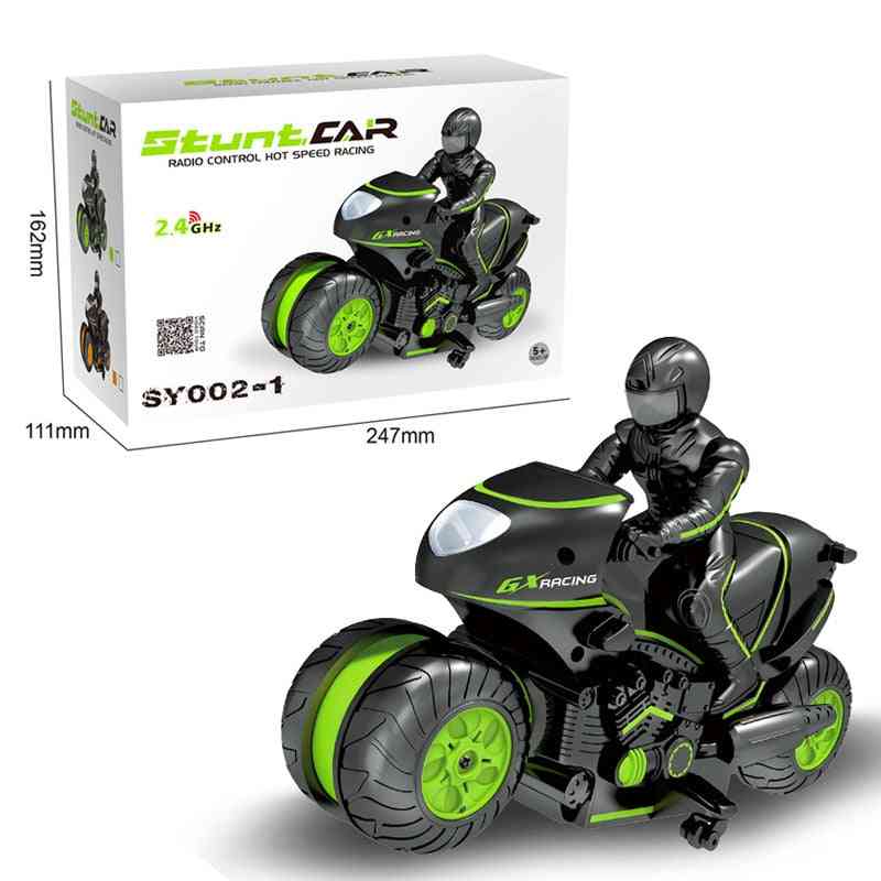 Barn legetøj stunt model fjernbetjening bil, figur drift, roterende høj hastighed, håndlavet motorcykel ornamenter, dreng