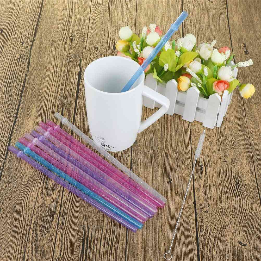 Reusable Distored Color Beverage Hard Plastic Stripe Drinking Straws