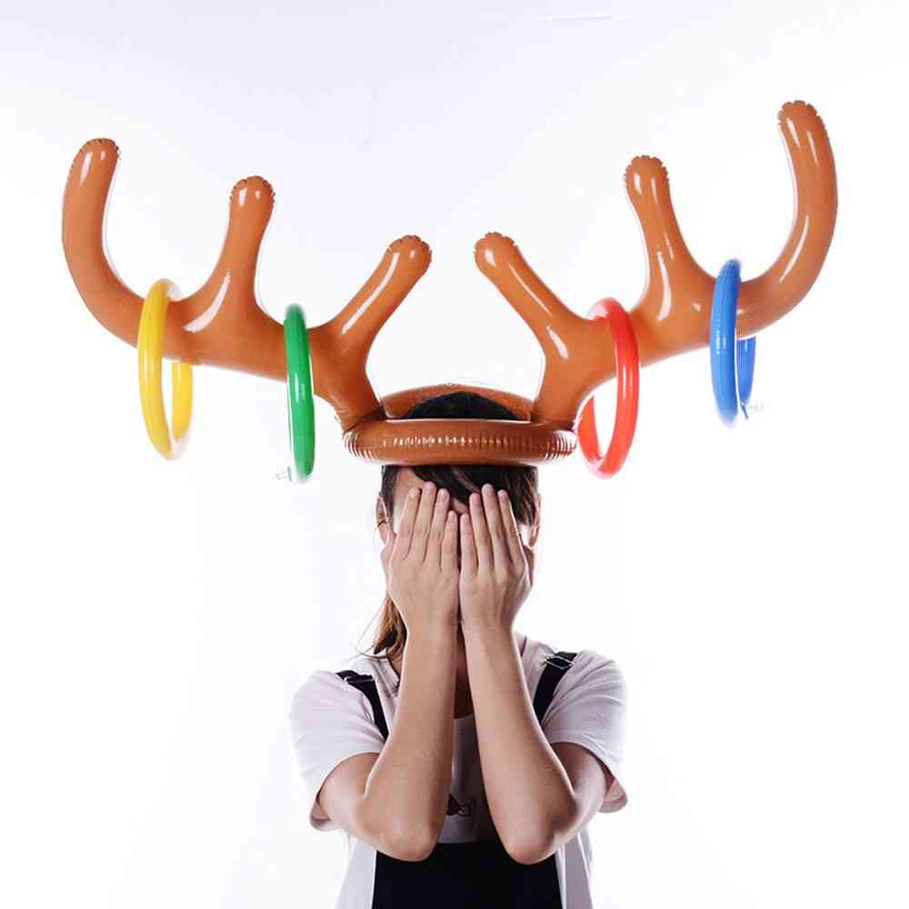 Inflatable Santa Reindeer Antler Hat Ring
