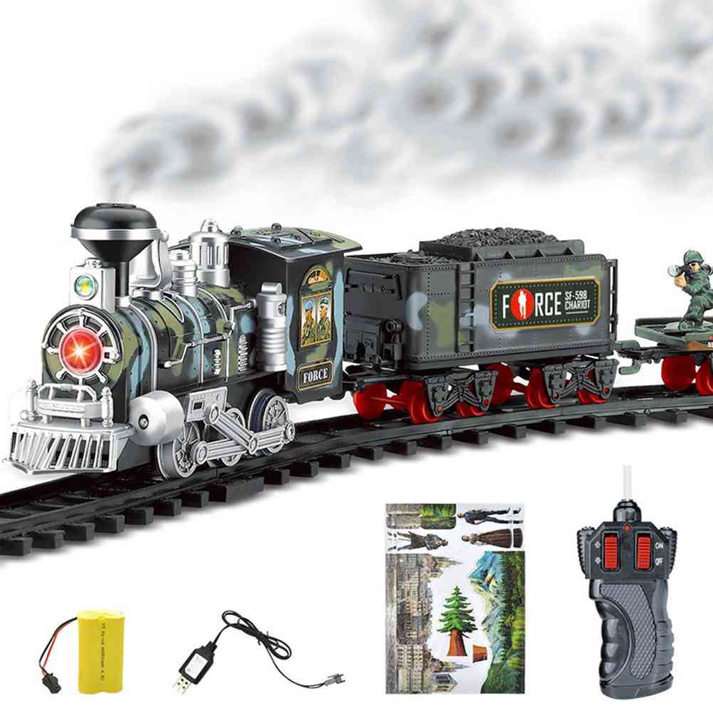 Newest Electric Dynamic Steam Rc Track Train Set Simulation Model For Rechargeable Remote Control Toy