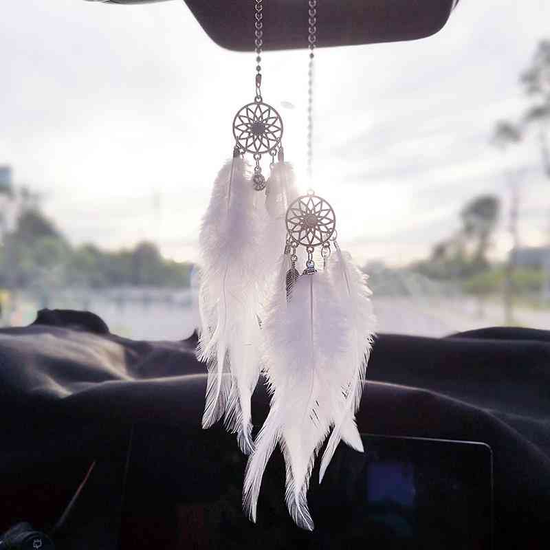 Car Dream Catcher With Feathers Handmade Wall Hanging Ornament