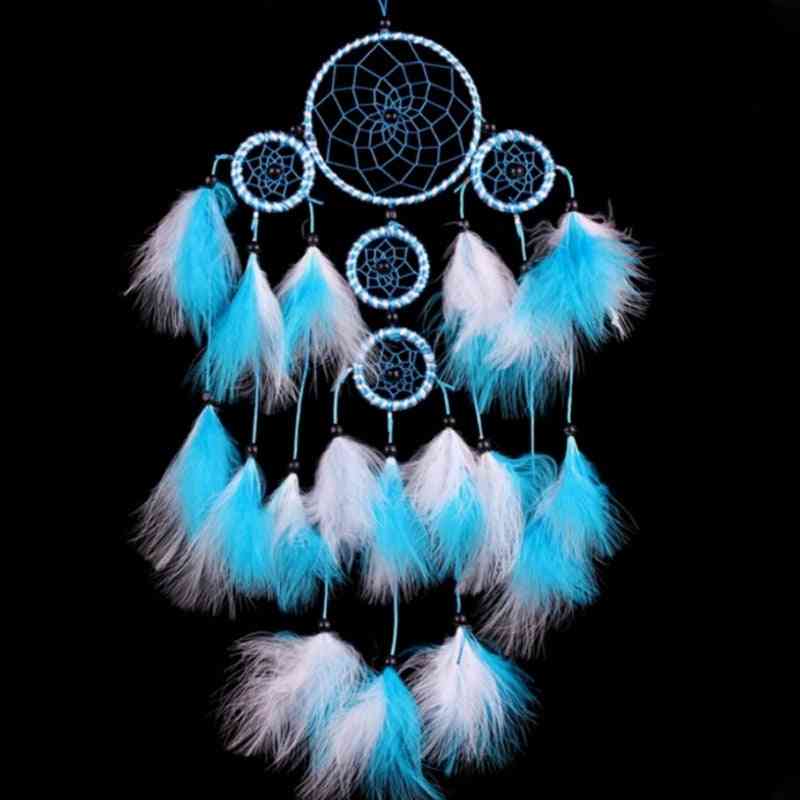 Handmade Girl Heart Indian Dream Catcher Net With Feathers