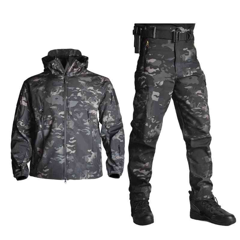 Men Fleece Jacket Army Windproof Tactical Jackets + Pants