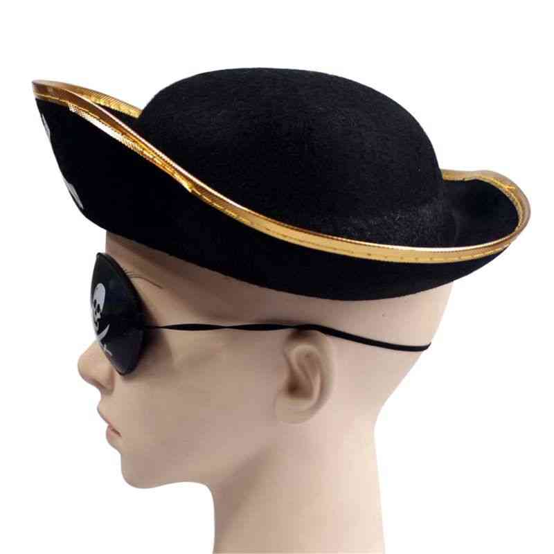 Tri Corner Pirate Hat - Three-cornered Buccaneer Costume Accessory