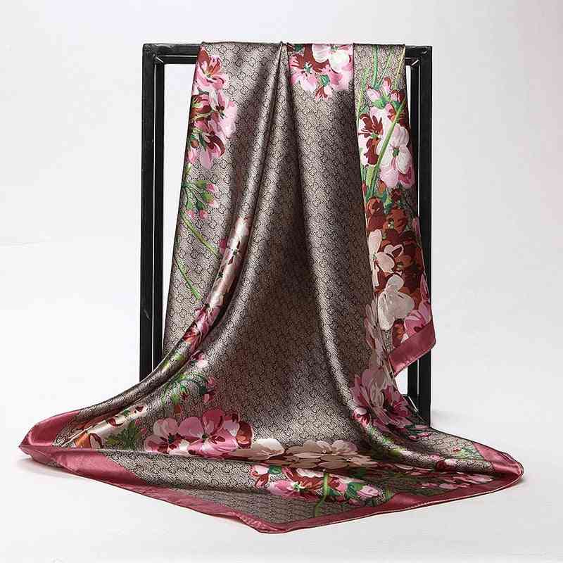 Silk Scarf Fashion Flower Print Square Head Scarves / Shawls /scarf