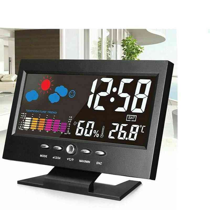 Horloge de calendrier d'alarme d'affichage de station météorologique numérique intelligente