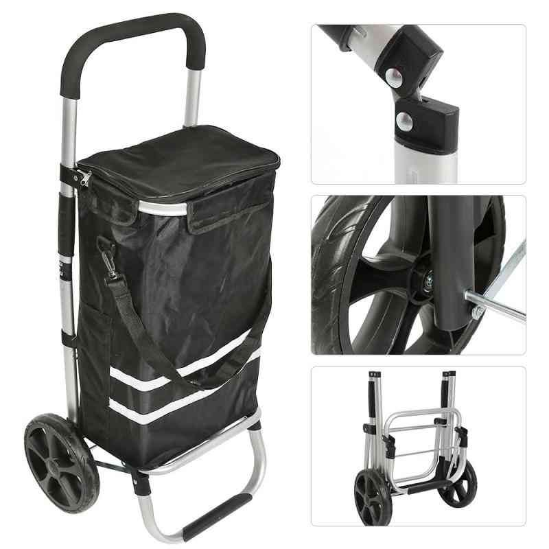 2 In 1 Foldable Fabric Multifunction Shopping Cart With Wheels
