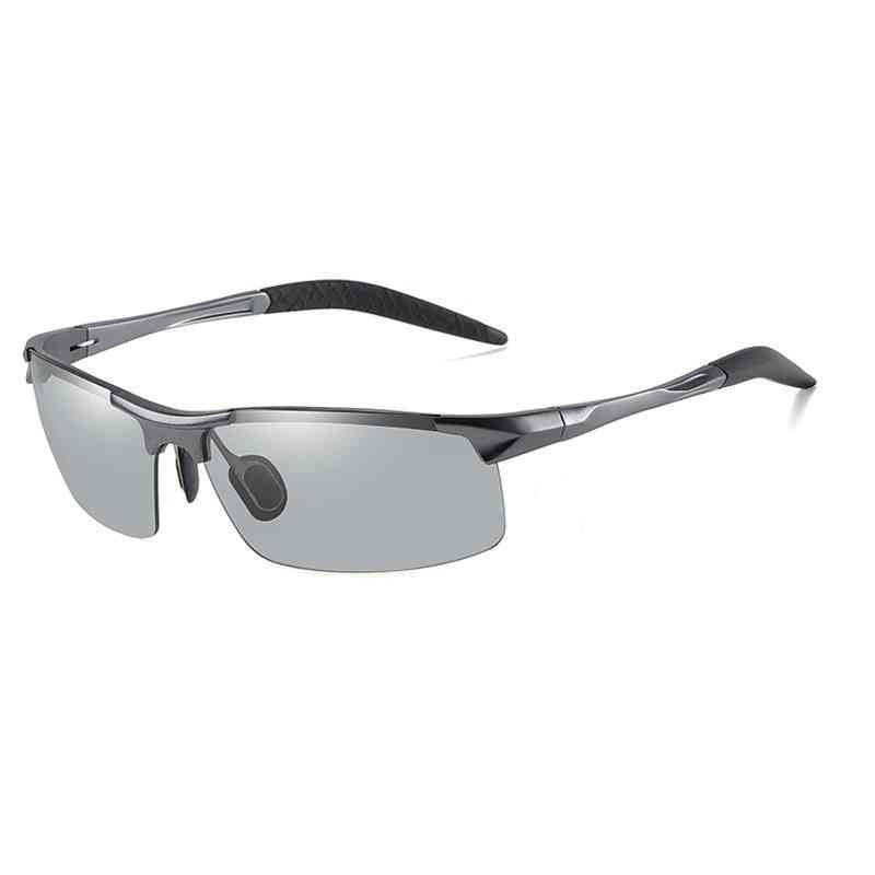 Aluminum Rimless Photochromic Polarized Sunglasses