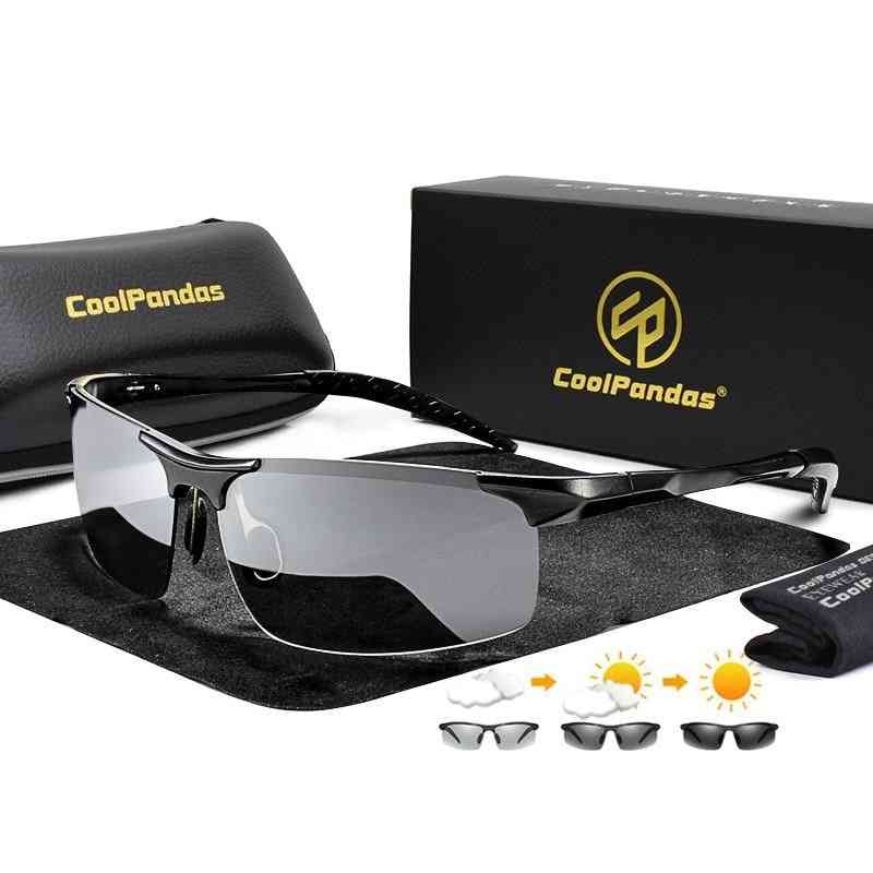 Aluminum Rimless Photochromic Polarized Sunglasses