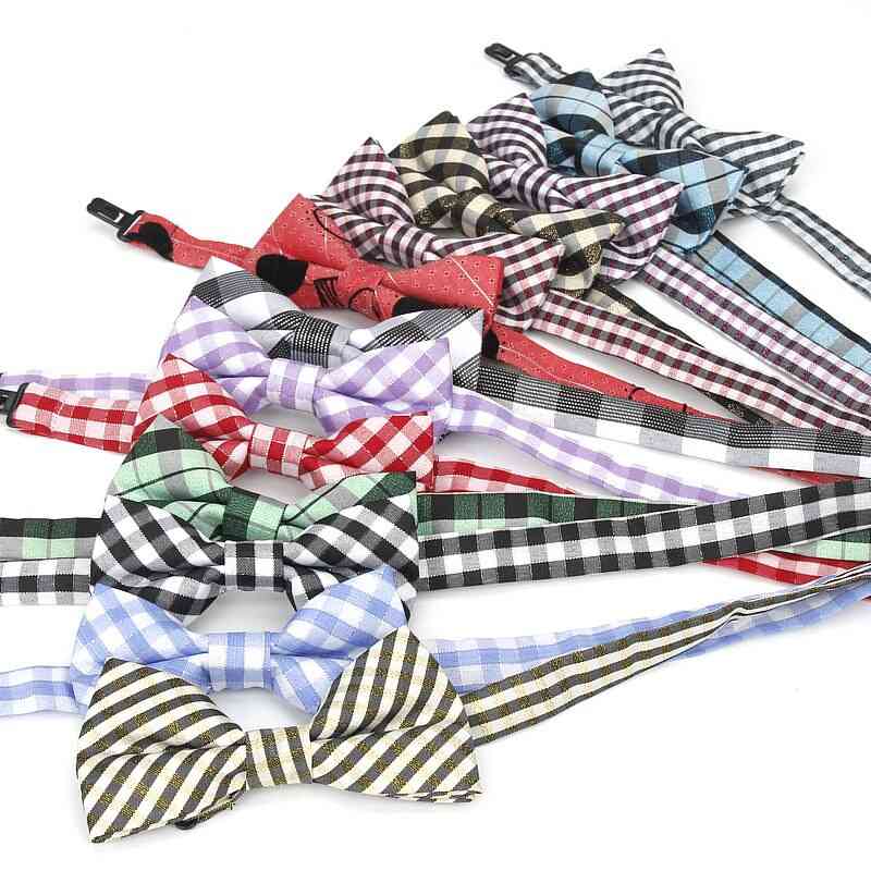 Adjustable- Classical Plaid Butterfly, Striped Neckwear, Bow Tie