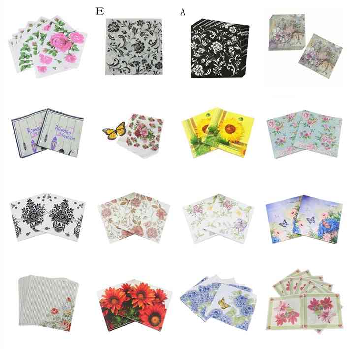 Printed Rose Paper Napkins For Event & Party Decoration Tissue Decoupage Summer Party Supplies