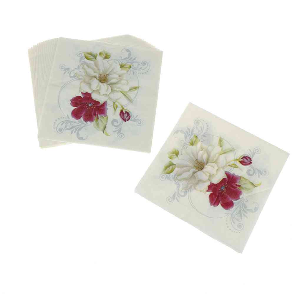 Flower Lily Printed Napkins Paper Cocktail Birthday Serviettes Vintage Tissue Wedding Party Decoration