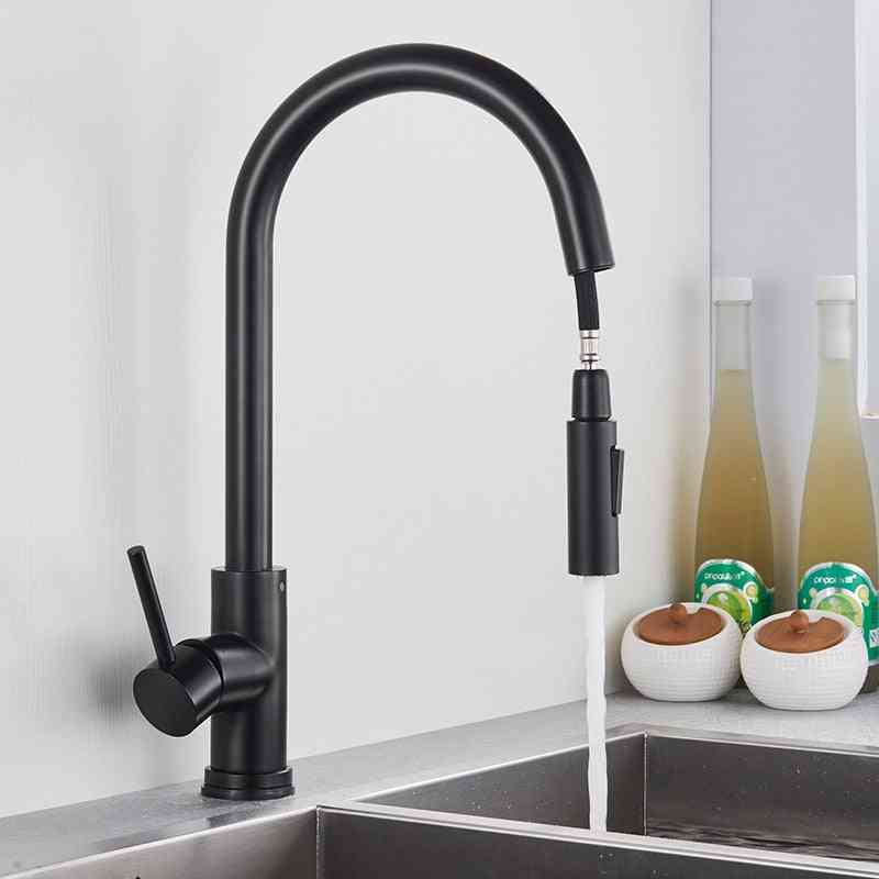 Kitchen Faucet Function, Single Handle Pull Out Mixer, Hot And Cold, Water Taps Deck Mounted
