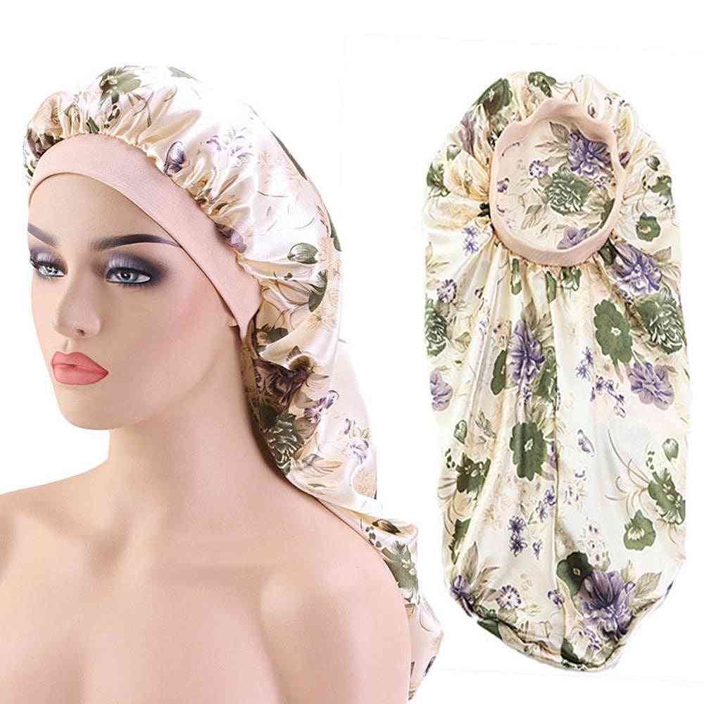 Elegant Floral Print Elastic Band Beauty Hair Care Cap
