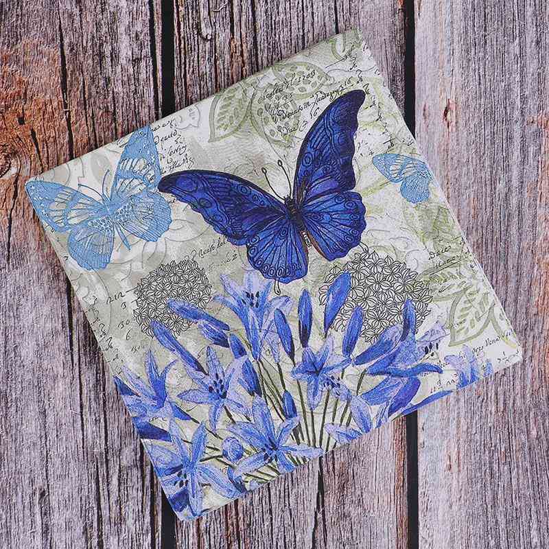 Flower Blue Butterfly Handkerchief