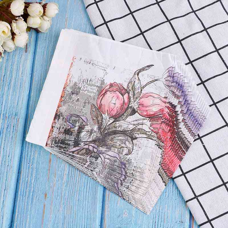 Raw Wood Flower Pattern Decoupage Napkin Paper Tissue