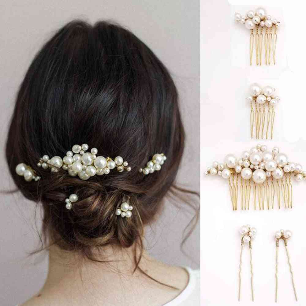 Simulated Pearl Hair Pins Clips And Comb