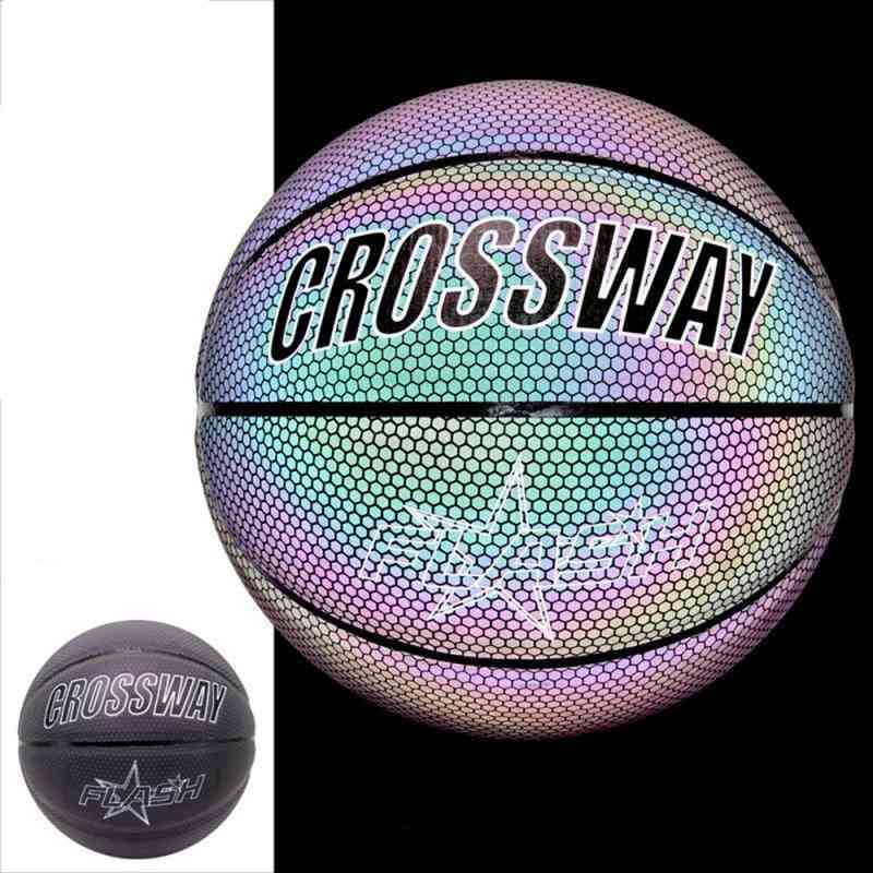 Soft And Wear-resistant Pu Material Indoor / Outdoor Reflective Basketball