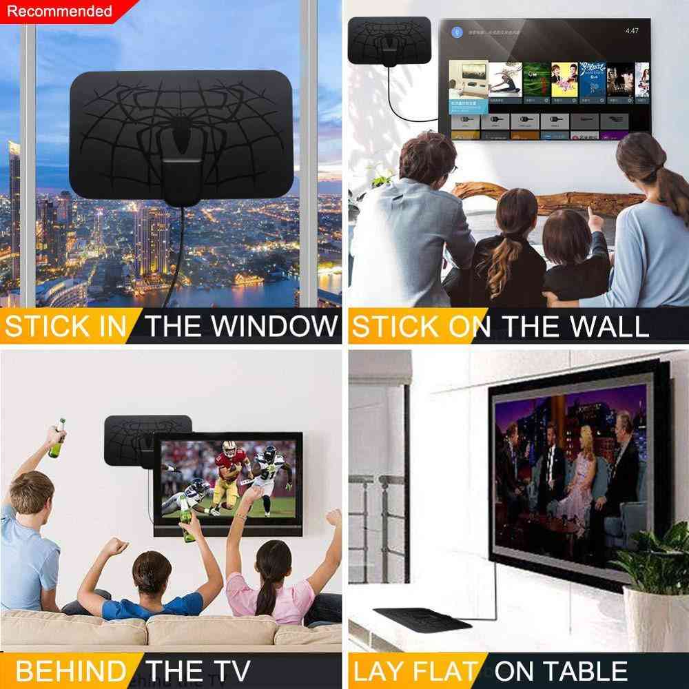 Indoor Digital Antena Tv, Aerial Amplified, Hdtv Dvb-t2 Freeview, Local Channel Broadcast